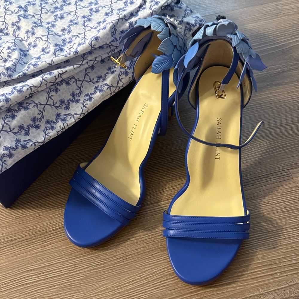 New Sarah Flint Perfect Sandal 85 in Cove Blue Nappa - Picture 6 of 10